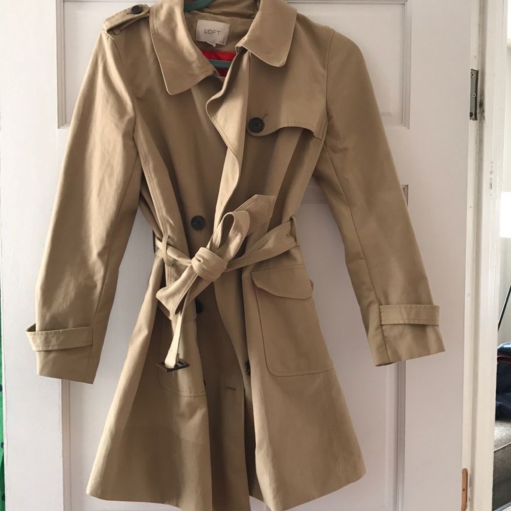 LOFT Khaki Belted Trench Coat